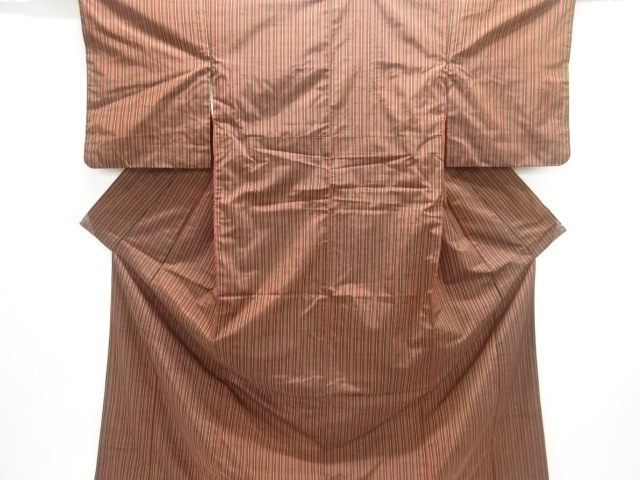 JAPANESE KIMONO / ANTIQUE KIMONO / SILK / FUSHI TSUMUGI / WOVEN STRIPE